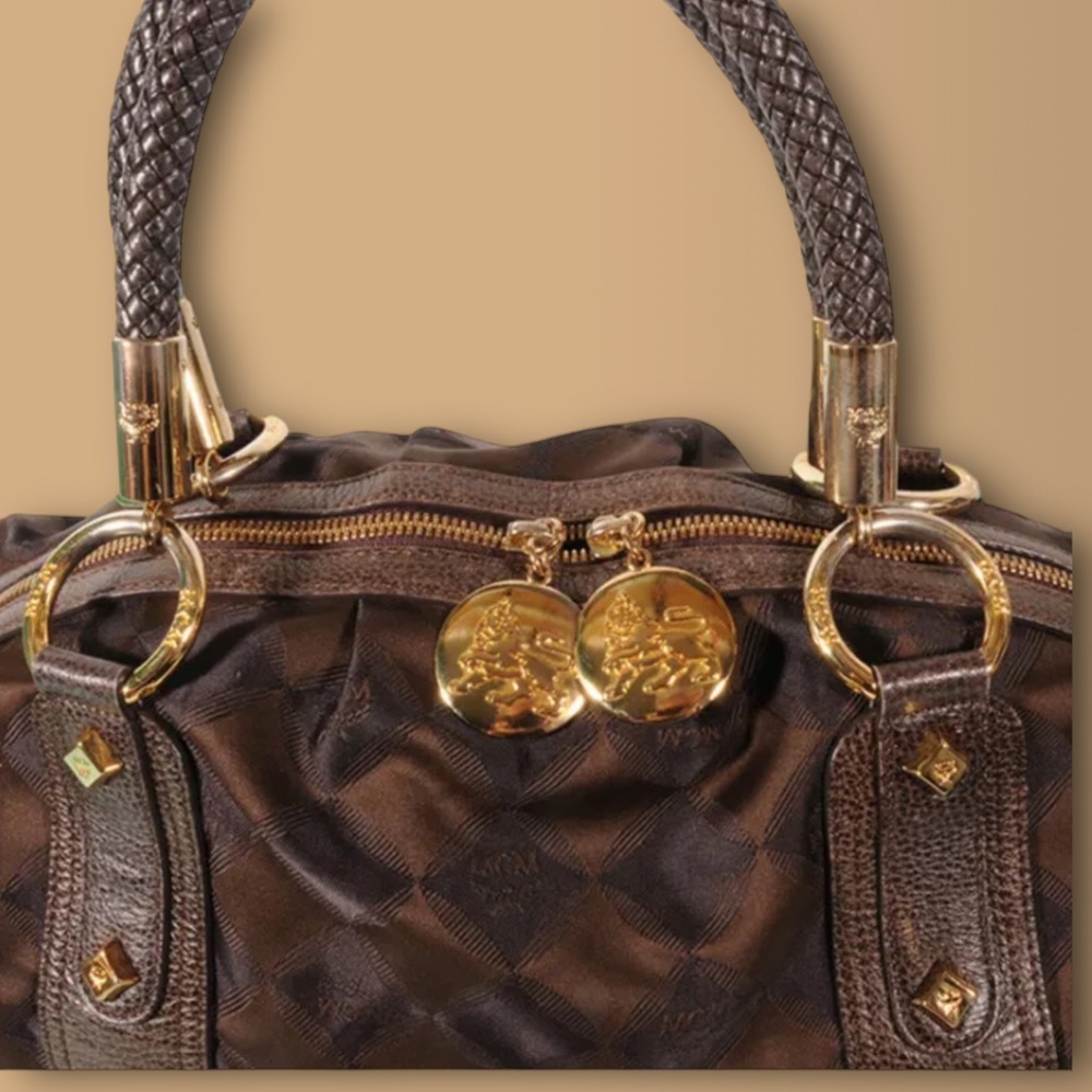 Authentic MCM Jacquard Diamond
Pattern Tote Bag